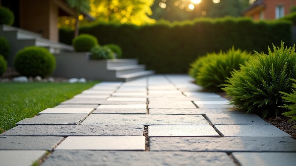 Granite and basalt stone pavers arranged in geometric pattern with clear material distinctions and texture details