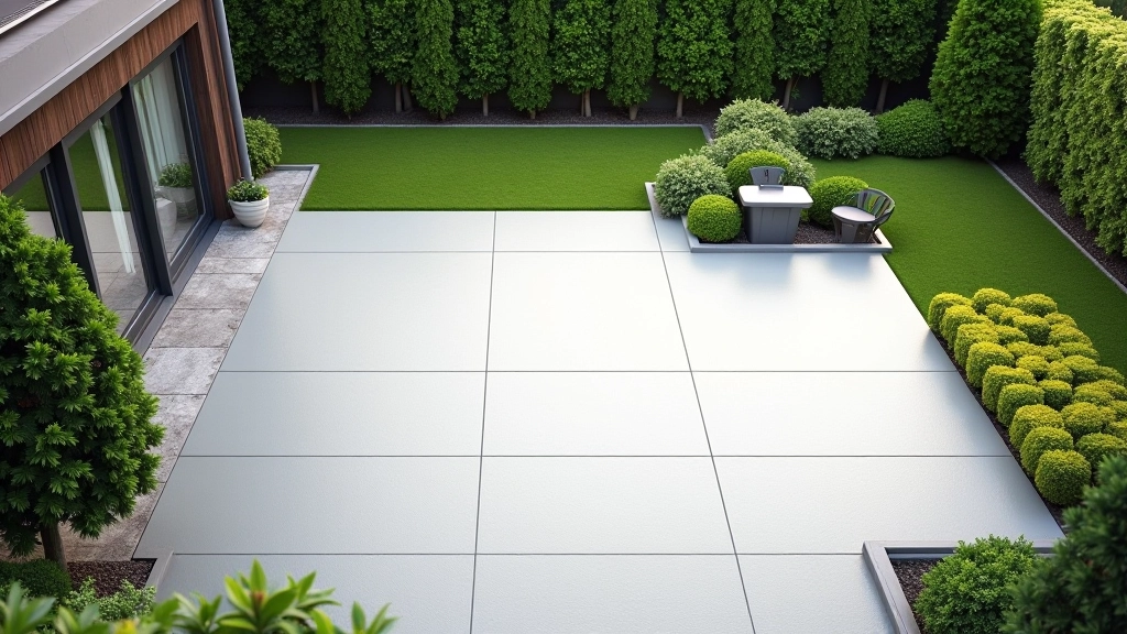 Sealed concrete patio surface with clean finish and subtle texture in outdoor residential setting