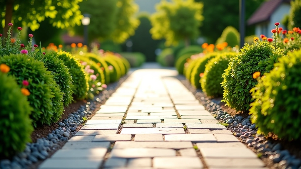 Stone pathway and hardscape materials in outdoor garden showing durability